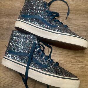 Glitter and Teal High Top Vans Board Shoes Womens Size 6½, never worn no box